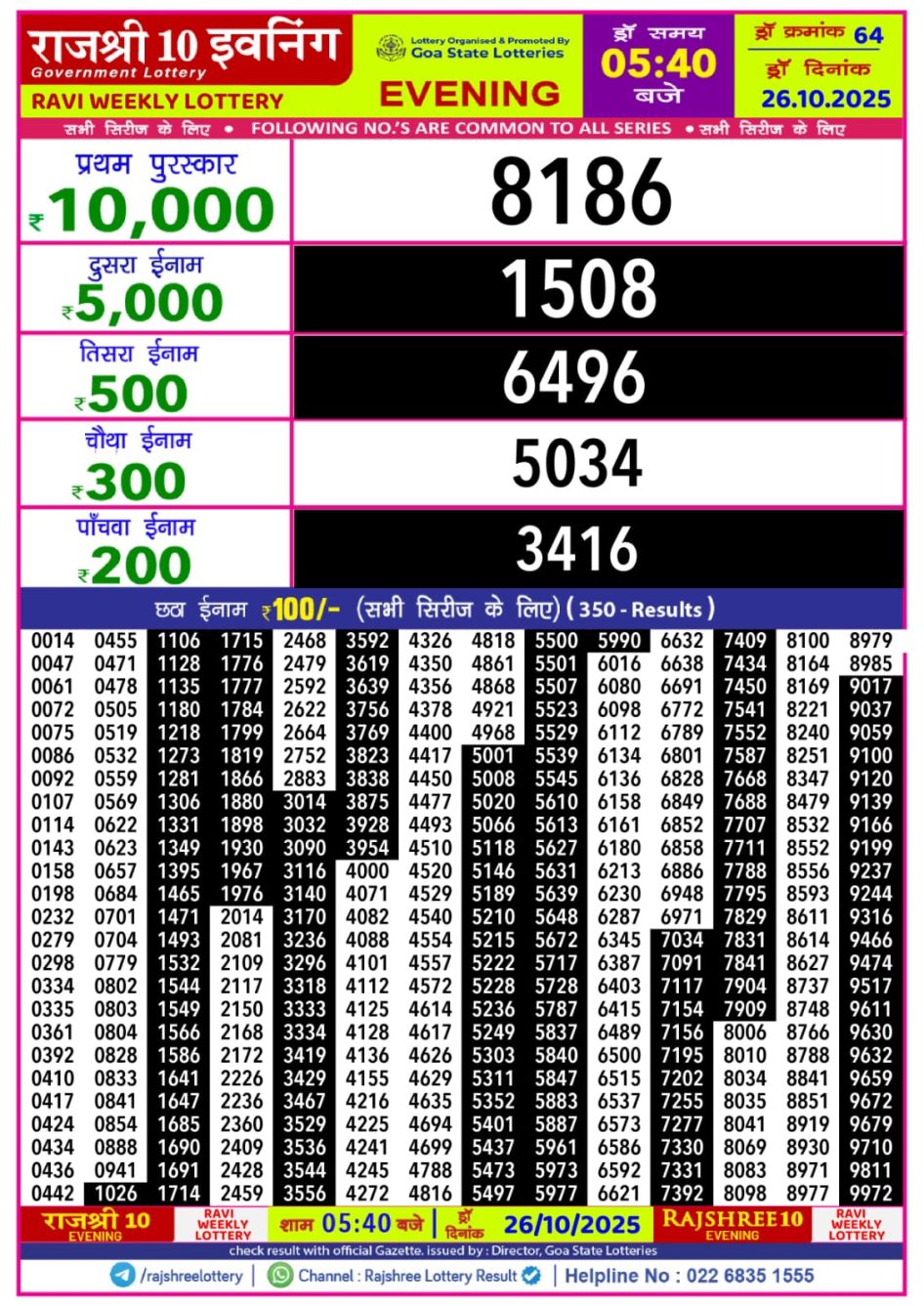 Everest Result Today Dear Lottery Chart