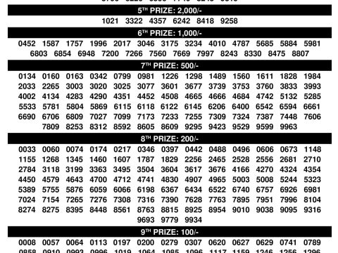 Bhagyathara BT26 Result 27.10.25 | Kerala State Lottery Everest Result Today Dear Lottery Chart