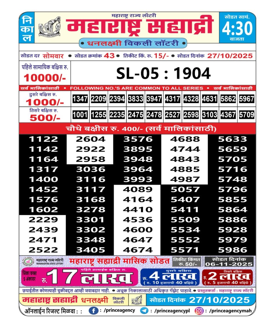 Everest Result Today Dear Lottery Chart