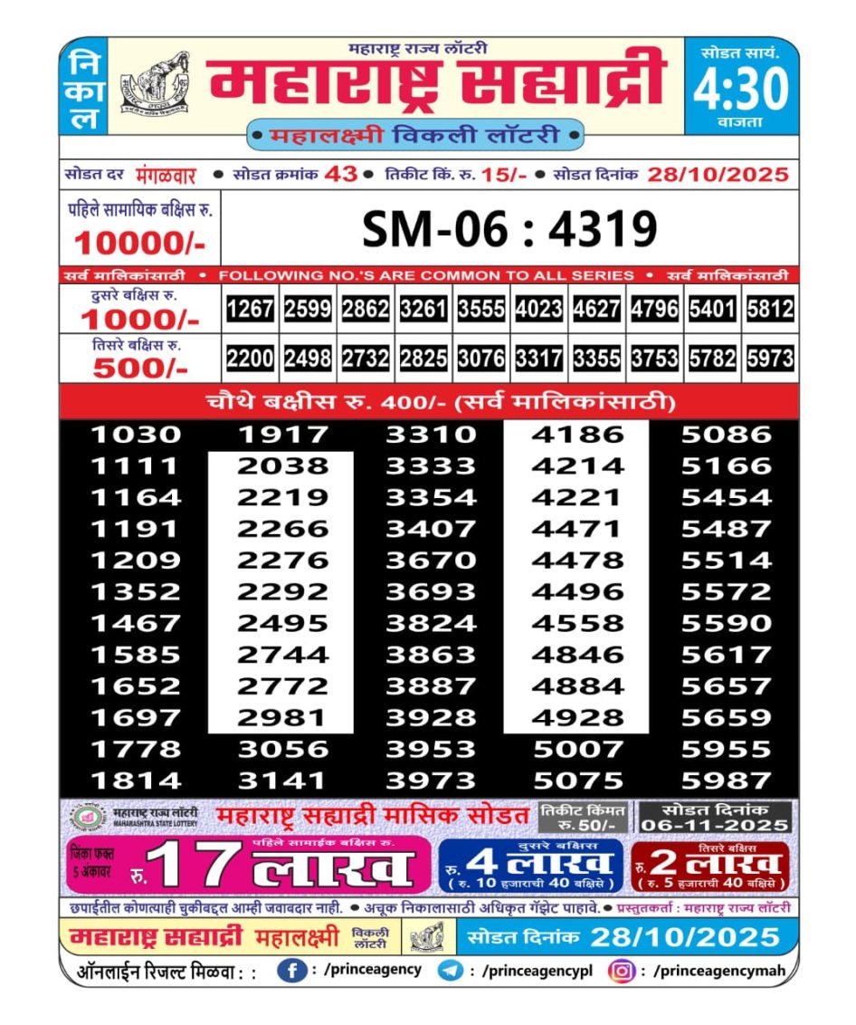 Everest Result Today Dear Lottery Chart