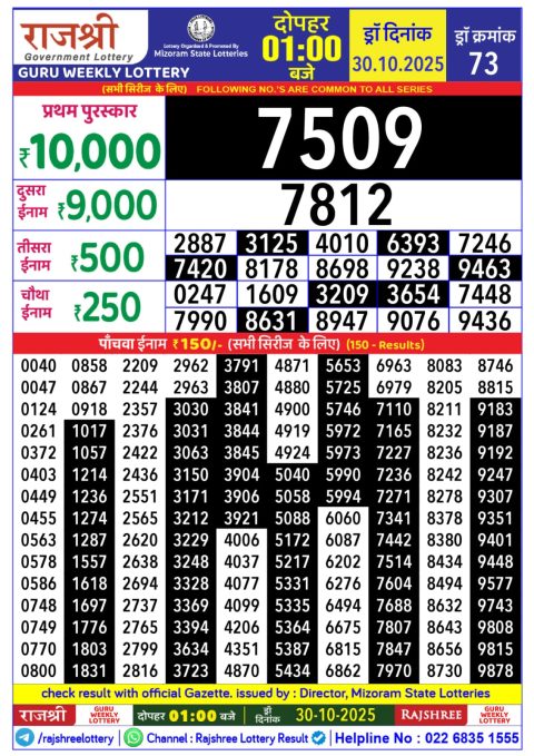 Everest Result Today Dear Lottery Chart