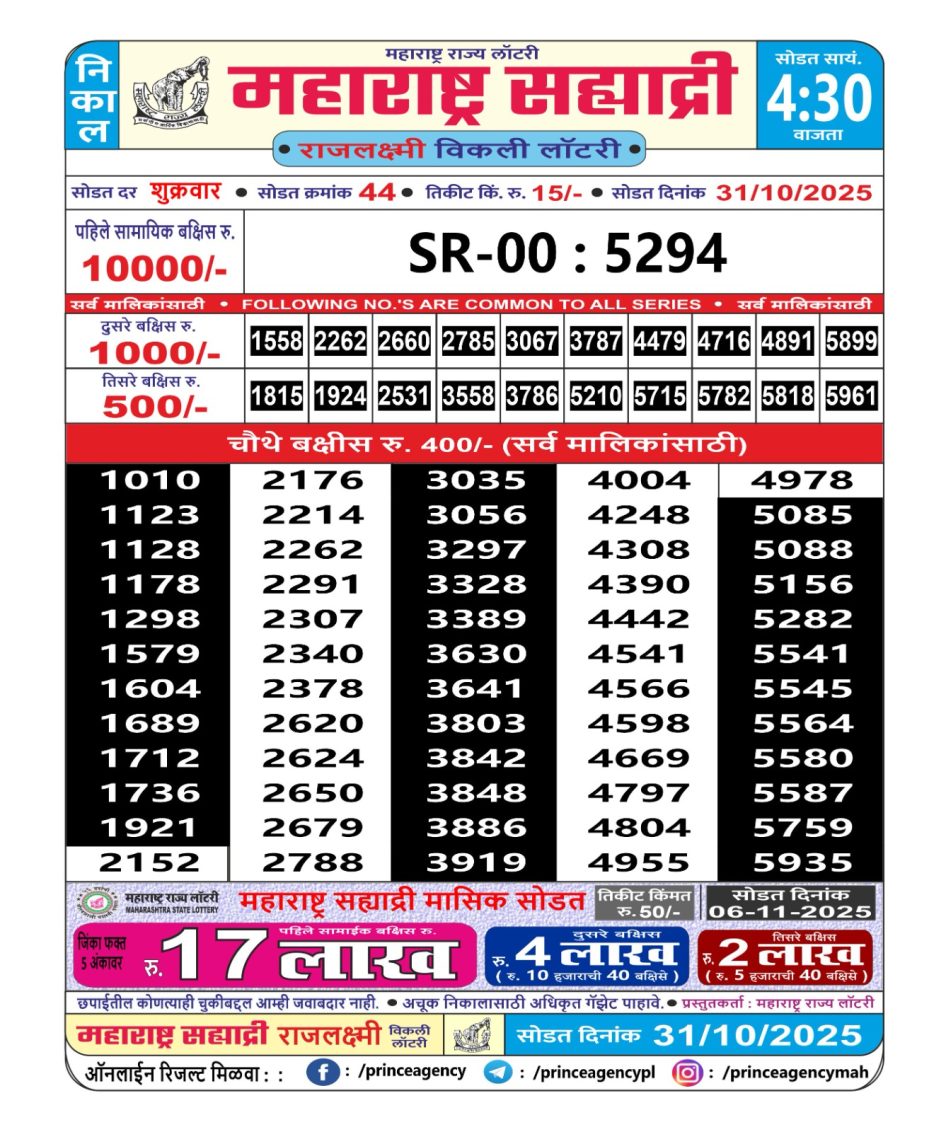 Everest Result Today Dear Lottery Chart