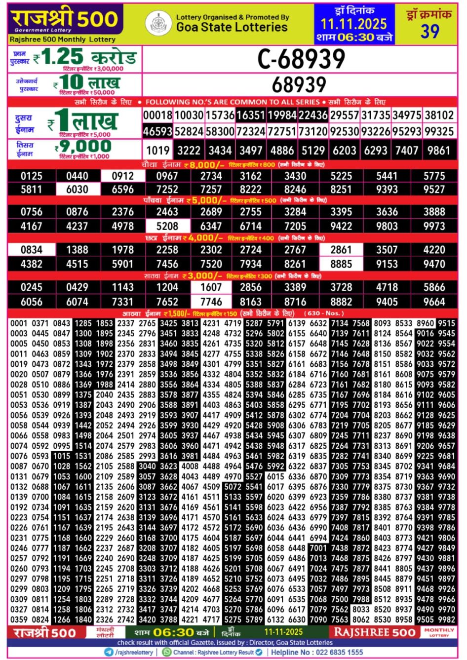 Everest Result Today Dear Lottery Chart