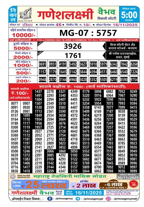 Everest Result Today Dear Lottery Chart