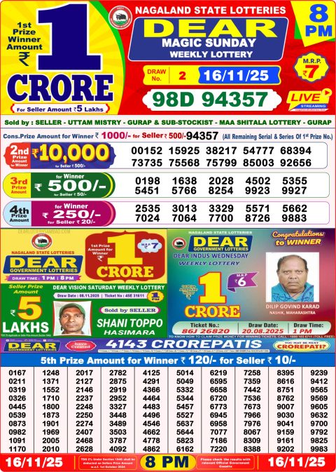 Everest Result Today Dear Lottery Chart