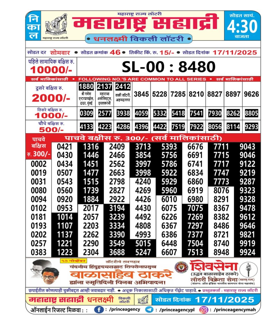 Everest Result Today Dear Lottery Chart