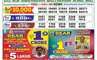 Everest Result Today Dear Lottery Result 2024 Dear Lottery 1pm Result 22.11.25