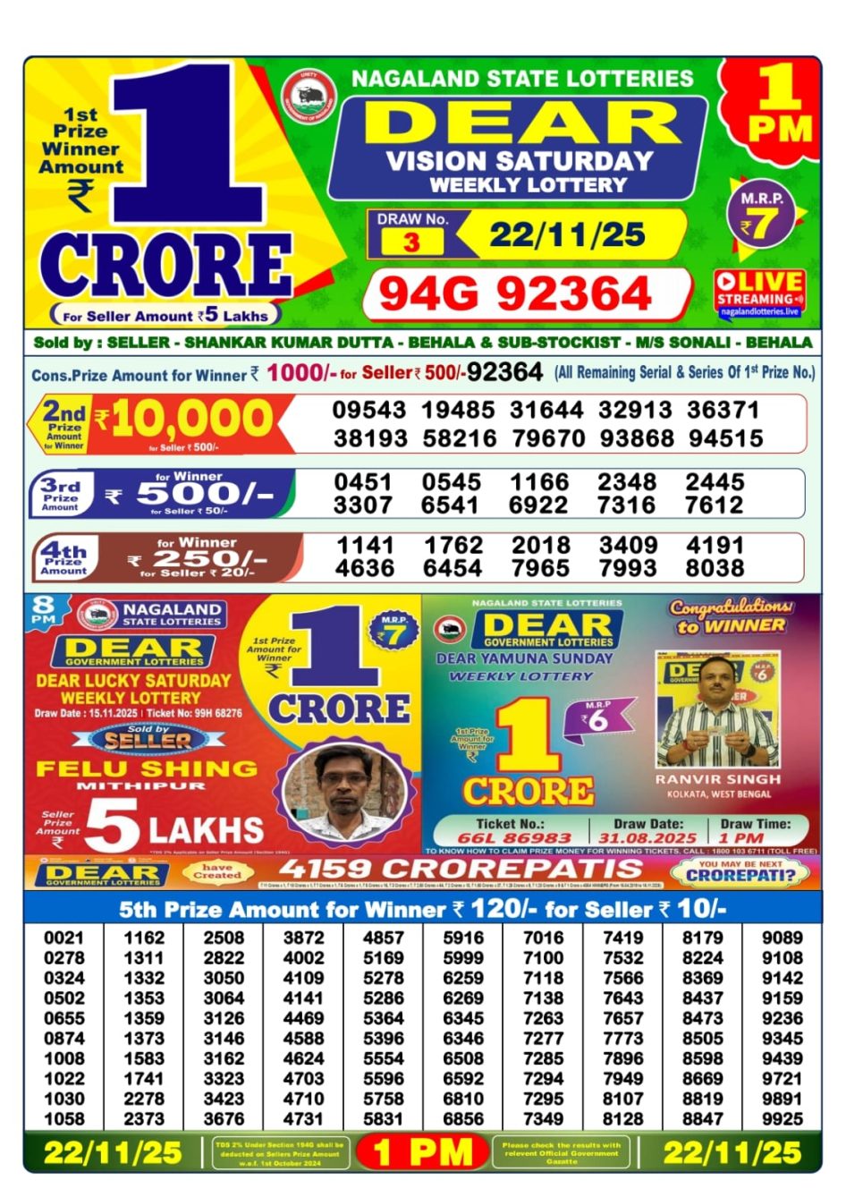 Everest Result Today Dear Lottery Chart