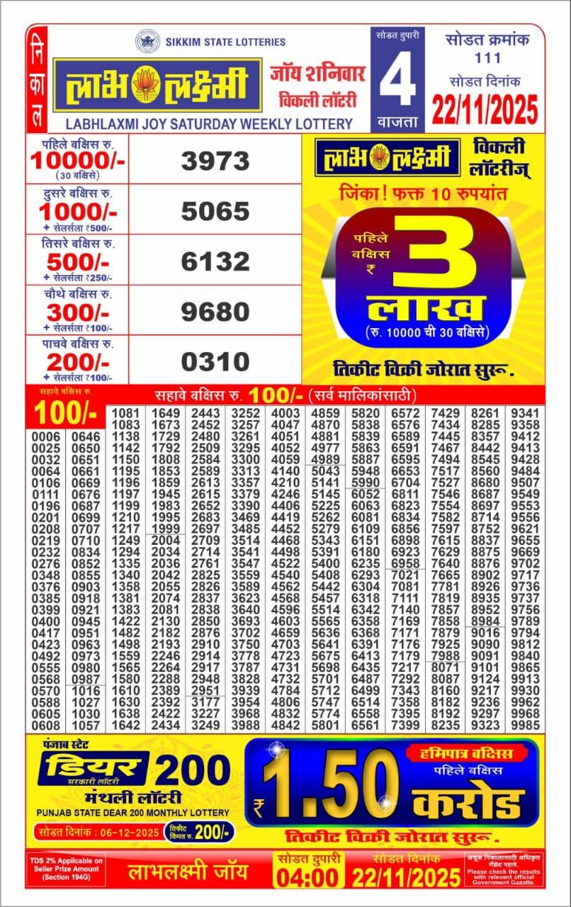 Everest Result Today Dear Lottery Chart