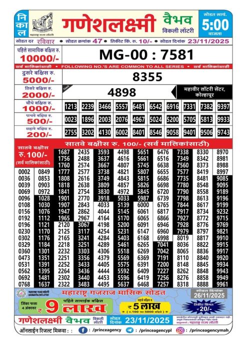 Everest Result Today Dear Lottery Chart