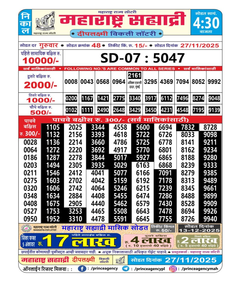 Everest Result Today Dear Lottery Chart