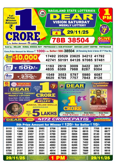 Everest Result Today Dear Lottery Chart