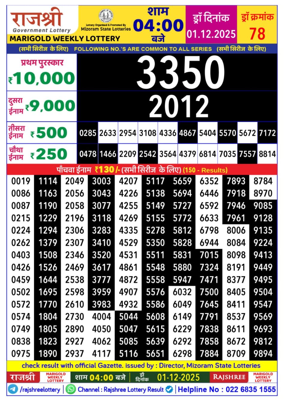 Everest Result Today Dear Lottery Chart