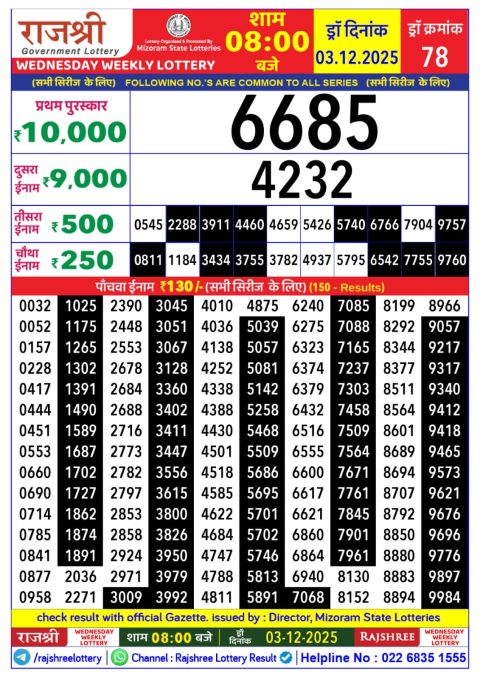 Everest Result Today Dear Lottery Chart