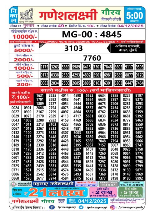 Everest Result Today Dear Lottery Chart