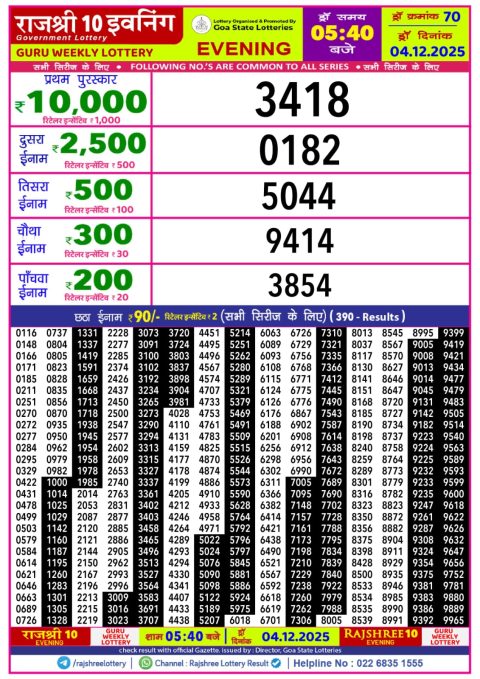 Everest Result Today Dear Lottery Chart