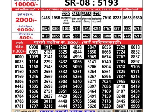 Everest Result Today Dear Lottery Chart