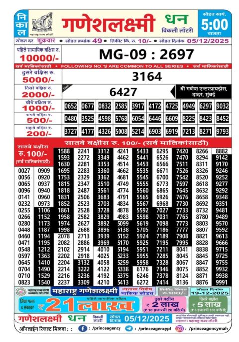 Everest Result Today Dear Lottery Chart