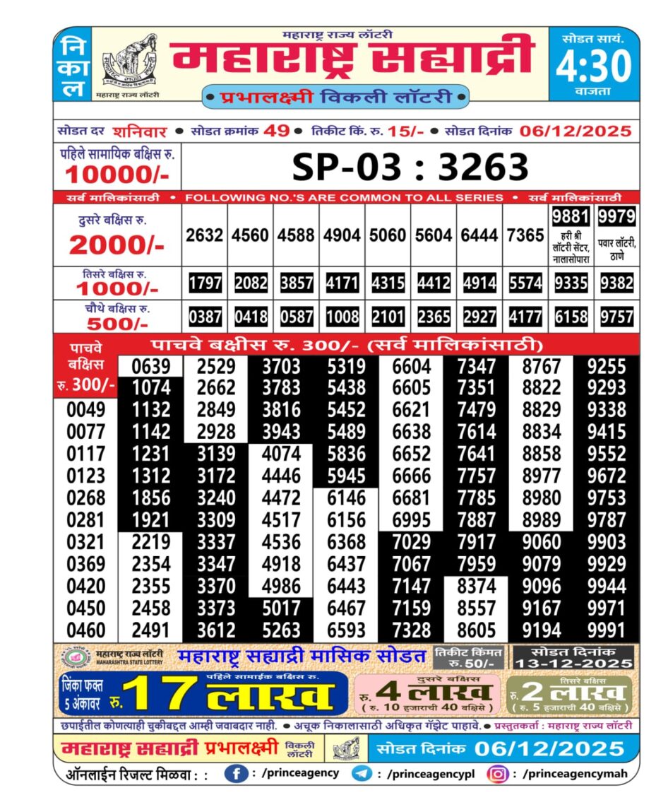 Everest Result Today Dear Lottery Chart