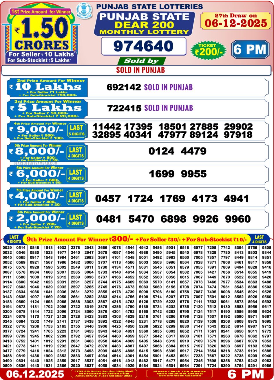 Everest Result Today Dear Lottery Chart