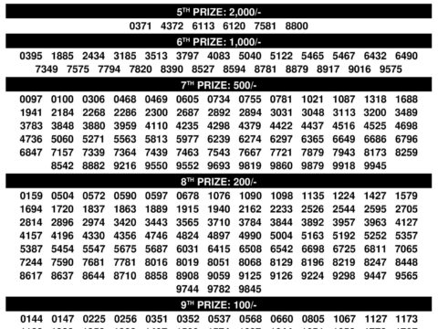 Bhagyathara BT 32 Kerala Lottery Result Today 08.12.25 Everest Result Today Dear Lottery Chart
