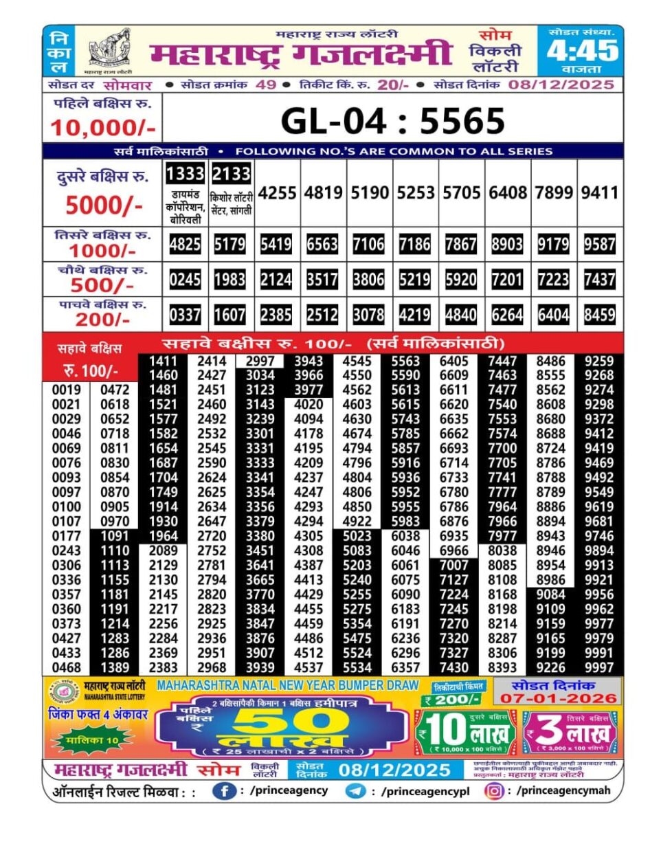 Everest Result Today Dear Lottery Chart