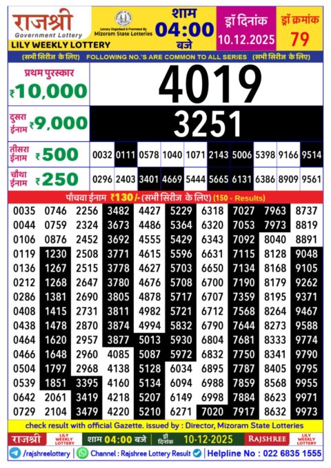 Everest Result Today Dear Lottery Chart