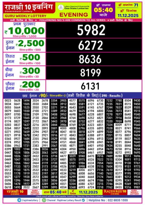 Everest Result Today Dear Lottery Chart