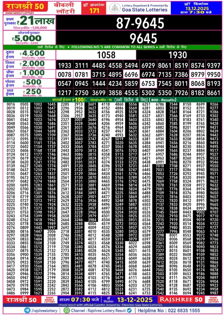 Everest Result Today Dear Lottery Chart
