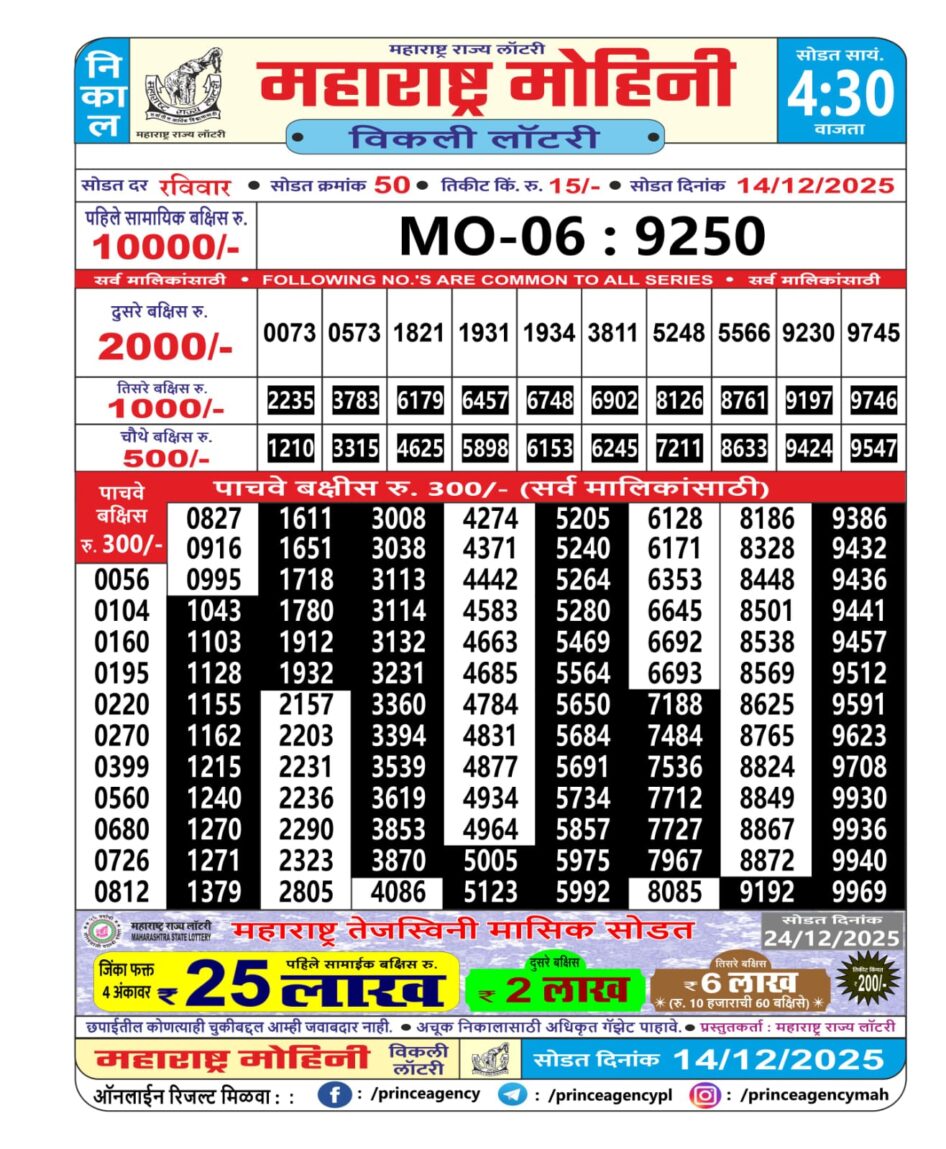 Everest Result Today Dear Lottery Chart