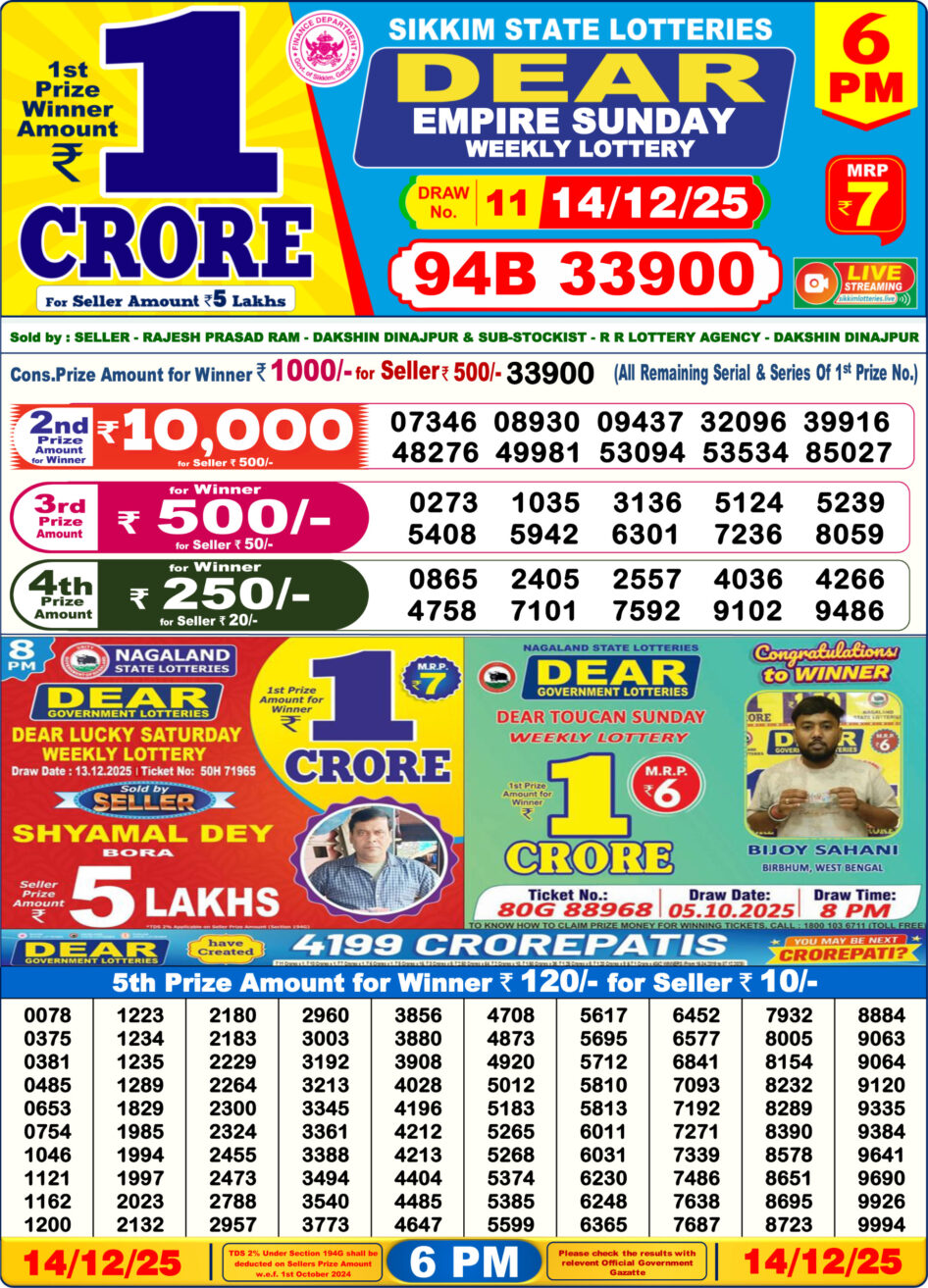 Everest Result Today Dear Lottery Chart