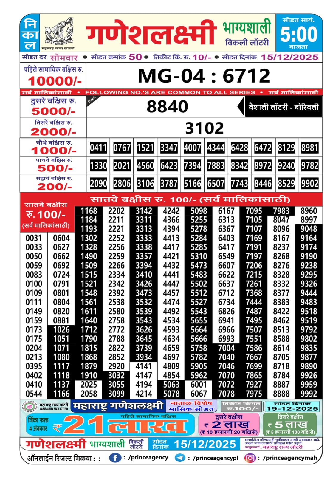 Everest Result Today Dear Lottery Chart