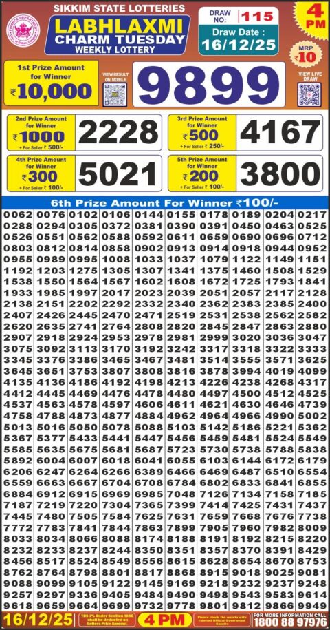 Everest Result Today Dear Lottery Chart