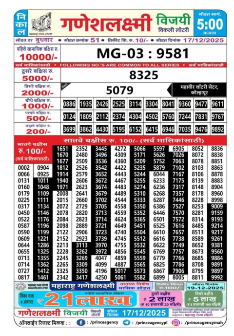 Everest Result Today Dear Lottery Chart