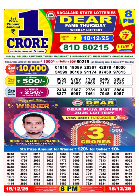 Everest Result Today Dear Lottery Chart