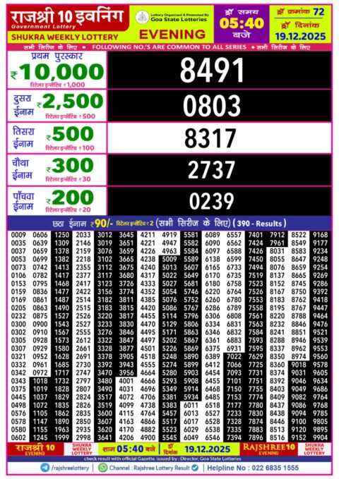 Everest Result Today Dear Lottery Chart