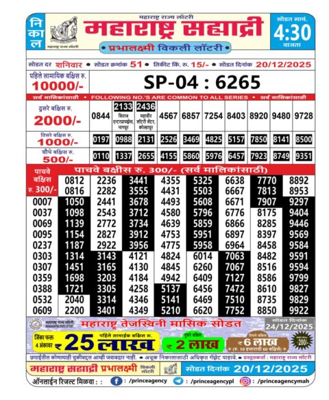 Everest Result Today Dear Lottery Chart