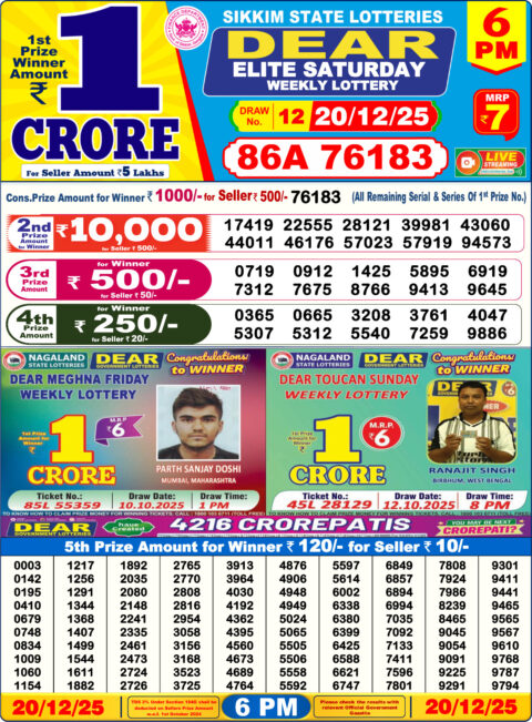 Everest Result Today Dear Lottery Chart