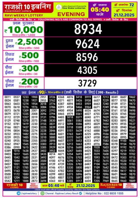 Everest Result Today Dear Lottery Chart