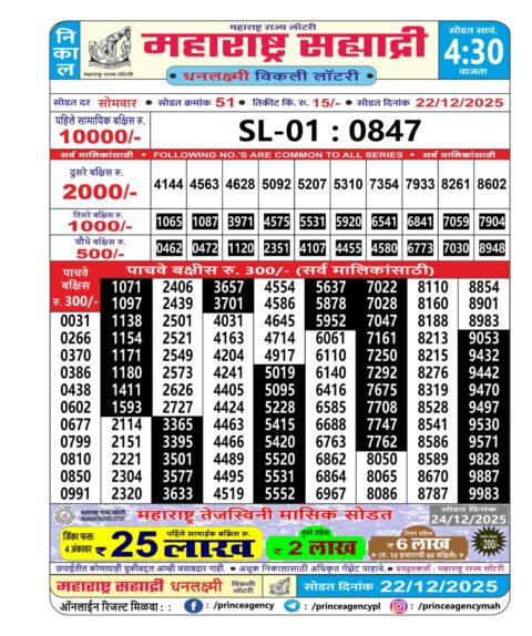 Everest Result Today Dear Lottery Chart