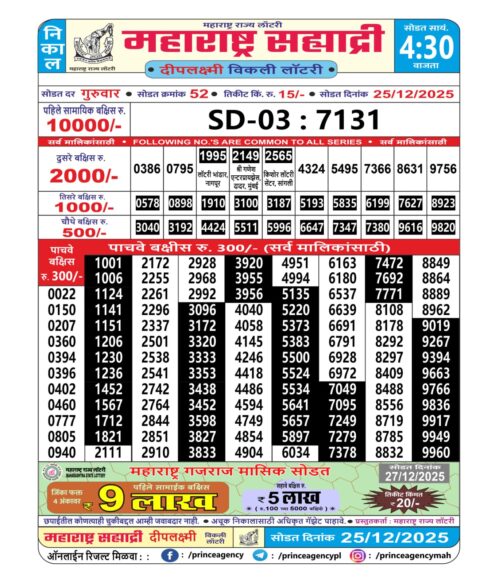 Everest Result Today Dear Lottery Chart