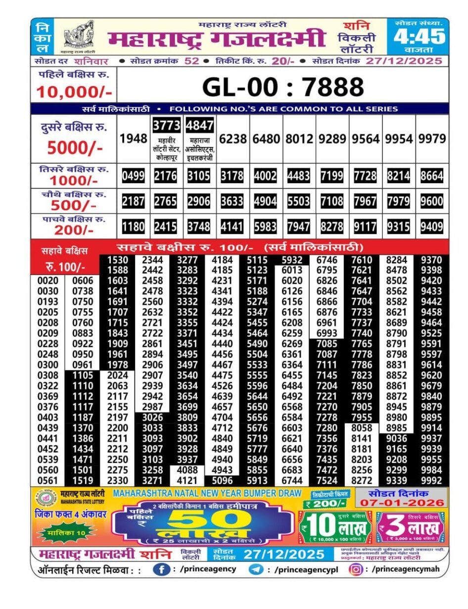 Everest Result Today Dear Lottery Chart