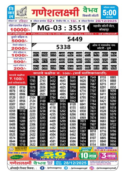 Everest Result Today Dear Lottery Chart