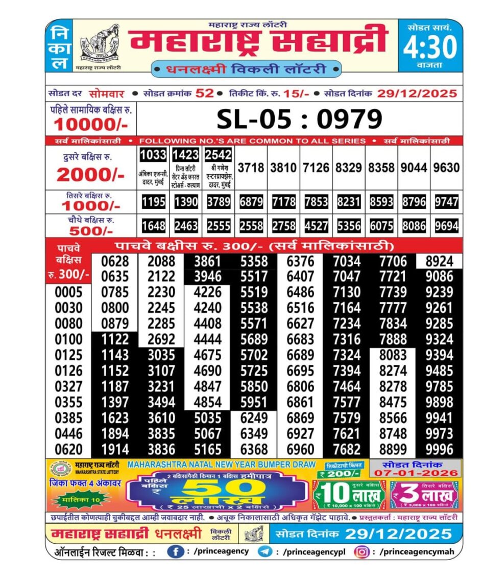 Everest Result Today Dear Lottery Chart