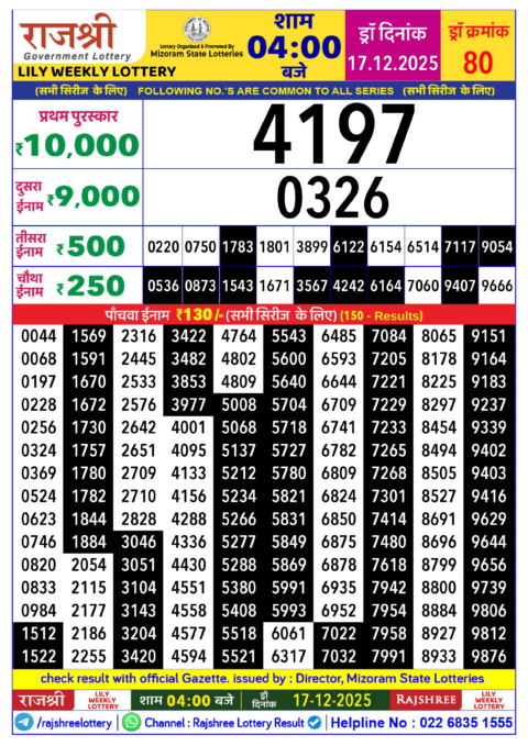 Everest Result Today Dear Lottery Chart