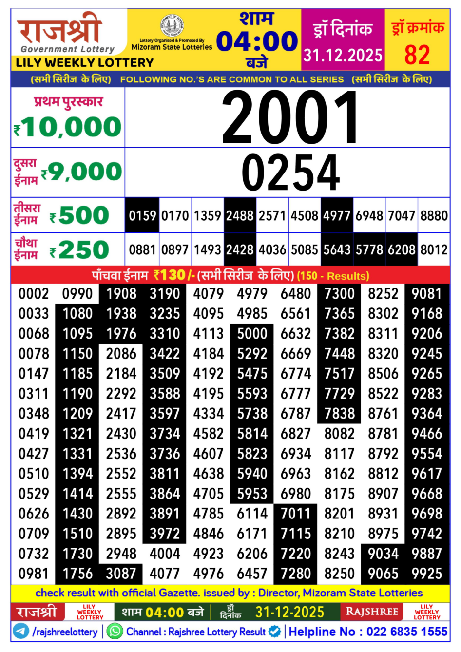 Everest Result Today Dear Lottery Chart