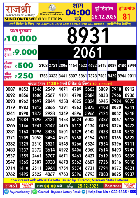 Everest Result Today Dear Lottery Chart