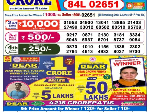 Everest Result Today Dear Lottery Chart