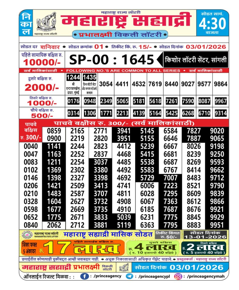 Everest Result Today Dear Lottery Chart
