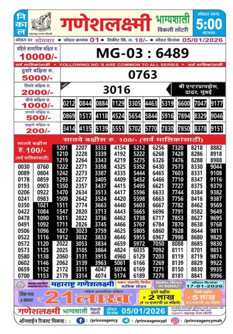 Everest Result Today Dear Lottery Chart